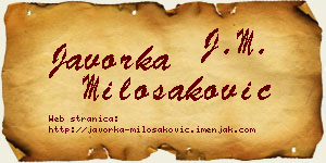 Javorka Milošaković vizit kartica